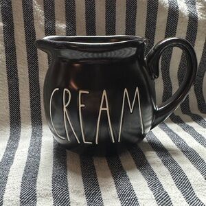 Rae Dunn Artisan Collection by Magenta Black "CREAM" Creamer/Pitcher 4" tall